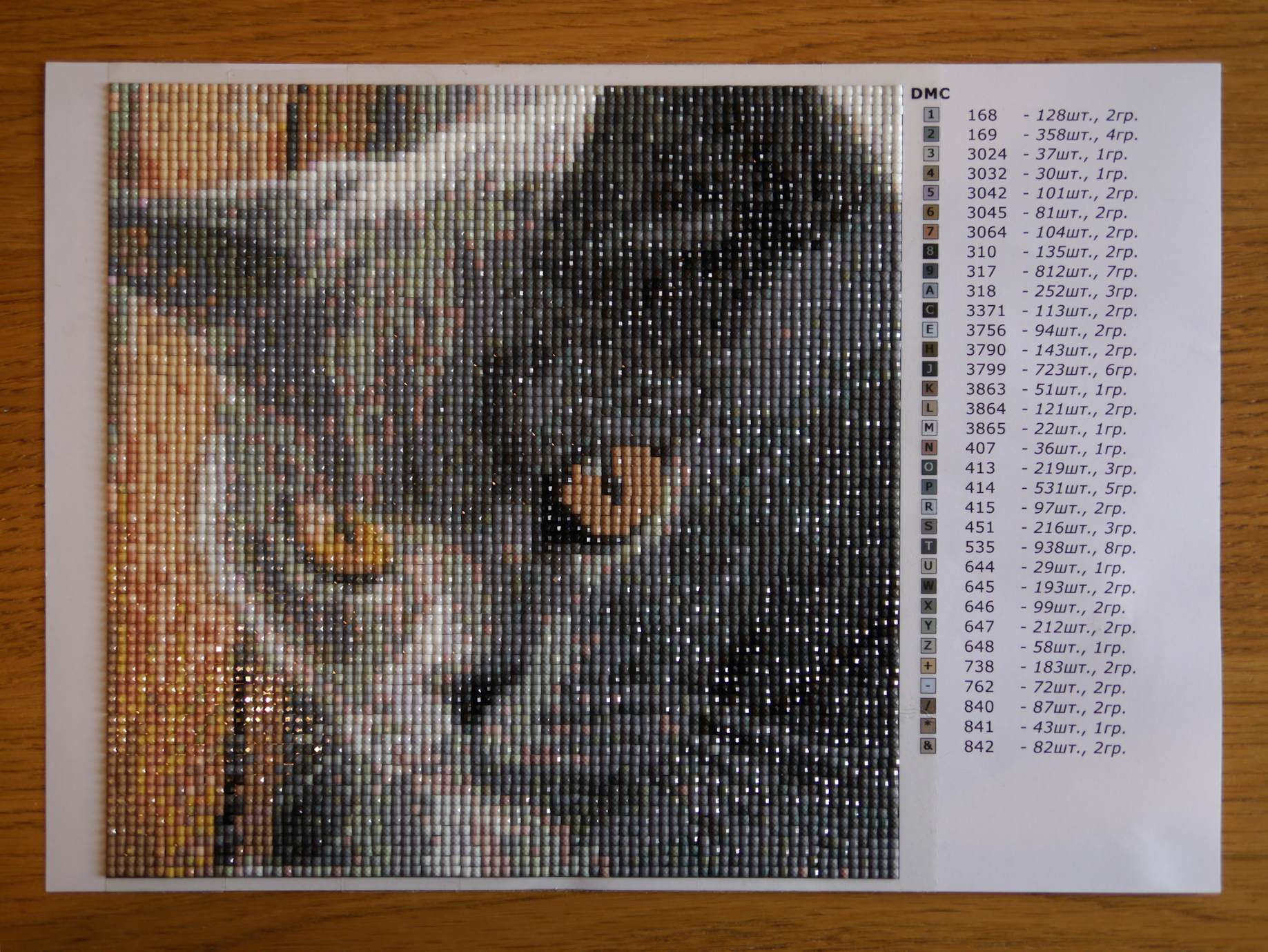 Кошка результат вышивки 1